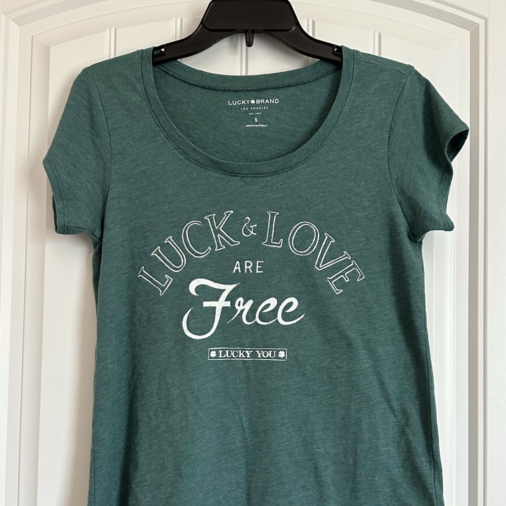 Lucky Brand Luck and Love are Free T Shirt Size Small St. Patrick’s Day